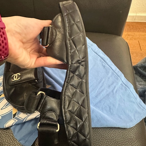 Chanel Black Sandals with Gold Accents dad sandals leather sandals - Picture 11 of 16